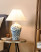Lampa stołowa porcelanowa biało-niebieska, 9931028