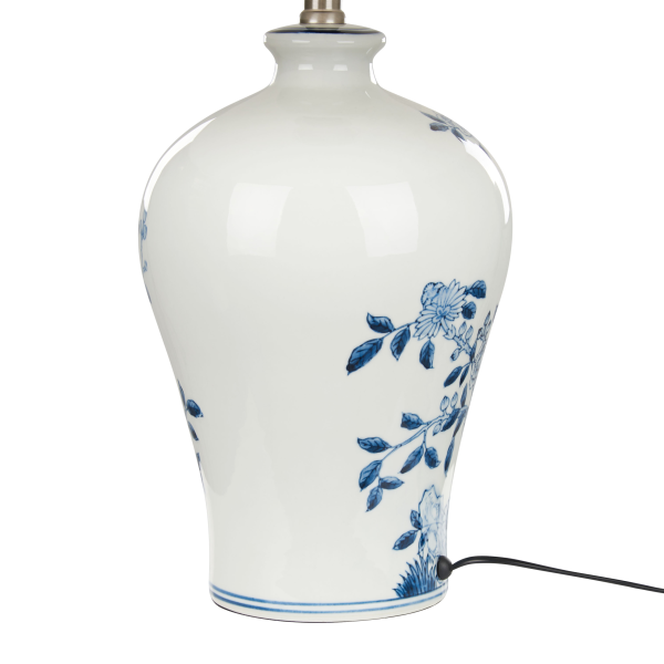 Lampa stołowa porcelanowa biało-niebieska, 9931032