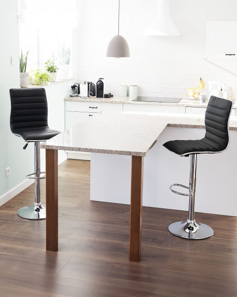 Zestaw 2 hokerów barowych regulowana wysokość czarny, 9933657