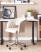 Fotel biurowy obrotowy pikowany welurowy beżowy, 9934778
