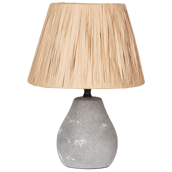 2 lampy stołowe nocne ceramiczne szare z naturalnym, 9937559