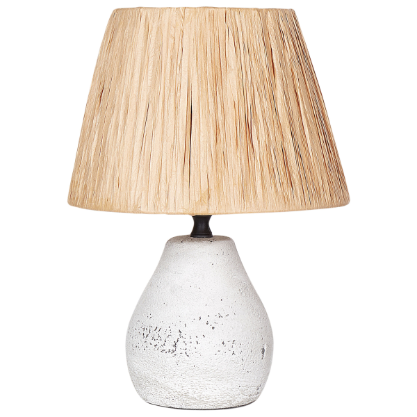 2 lampy stołowe nocne ceramiczne białe z naturalnym, 9941503