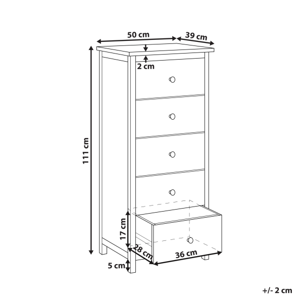 Komoda szafka 5 szuflad jasne drewno, 9941863