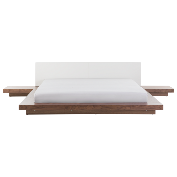 Łóżko wodne materac 180x200 zagłówek ekoskóra jesion brązowy, 9942021