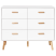 Komoda z 6 szufladami MDF z drewnianymi nóżkami biała, 9942334