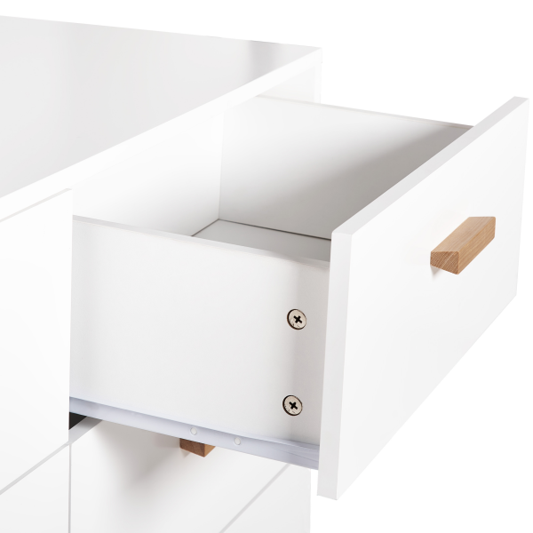 Komoda z 6 szufladami MDF z drewnianymi nóżkami biała, 9942336