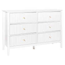 Produkt: Komoda z 6 szufladami MDF złote uchwyty salon sypialnia biała