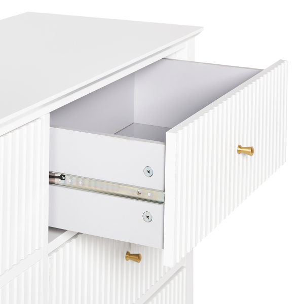 Komoda z 6 szufladami MDF złote uchwyty salon sypialnia biała, 9942345