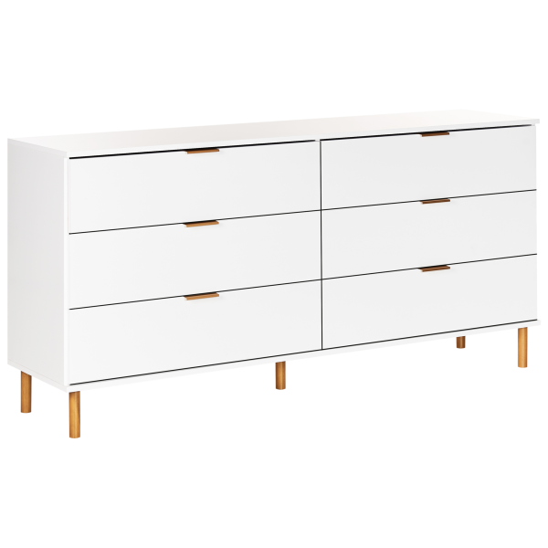 Komoda 6 szuflad złote uchwyty biała, 9943570