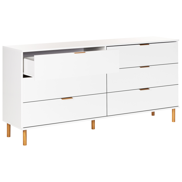 Komoda 6 szuflad złote uchwyty biała, 9943573