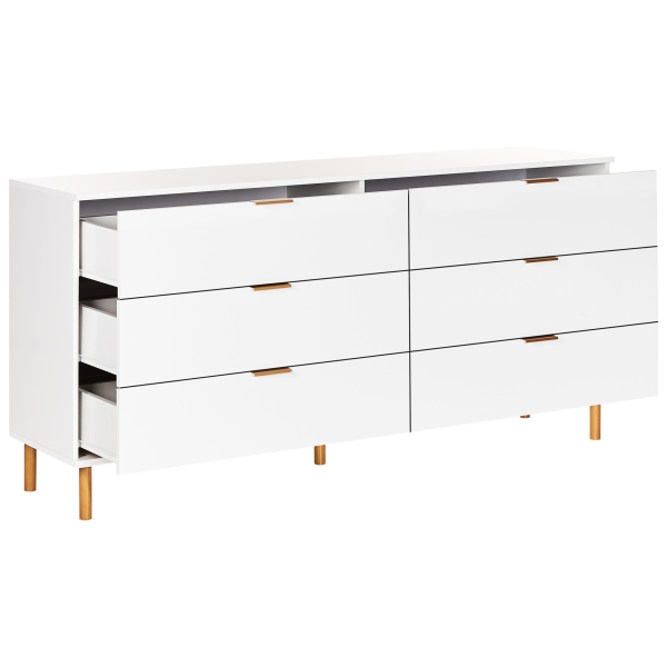 Komoda 6 szuflad złote uchwyty biała, 9943574