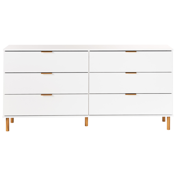 Komoda 6 szuflad złote uchwyty biała, 9943575