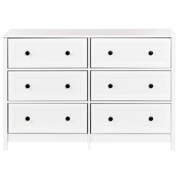 Komoda 6 szuflad czarne uchwyty biała, 9943584