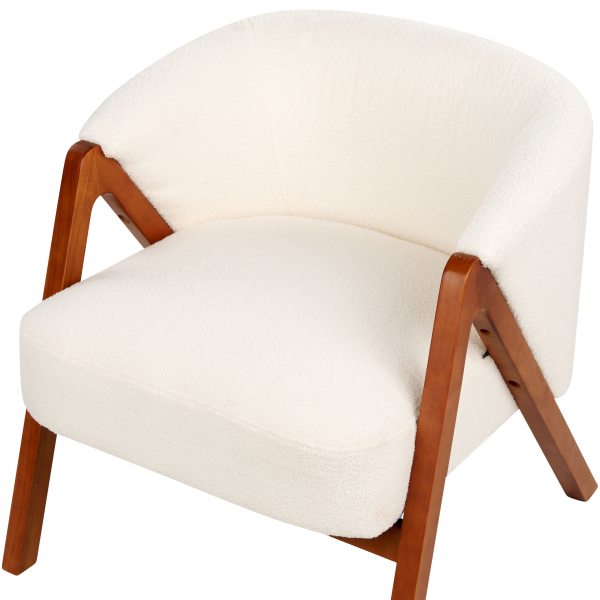 Fotel tapicerowany boucle złamana biel, 9946010