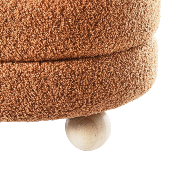 Puf boucle drewno sosnowe złoty brąz, 9946221