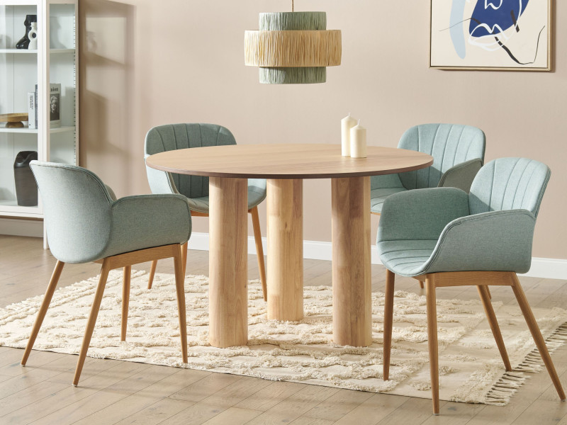 Stół do jadalni okrągły ⌀ 120 cm jesion jasny, 9946474