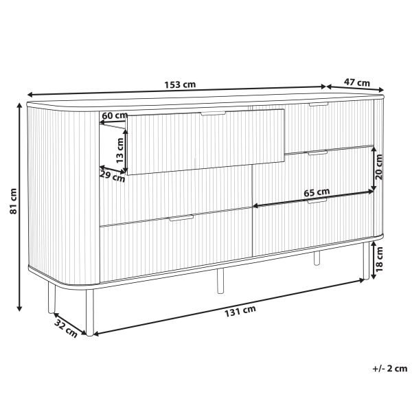 Szafka komoda 6 szuflad MDF jasne drewno, 9948336