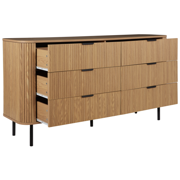 Szafka komoda 6 szuflad MDF jasne drewno, 9948338