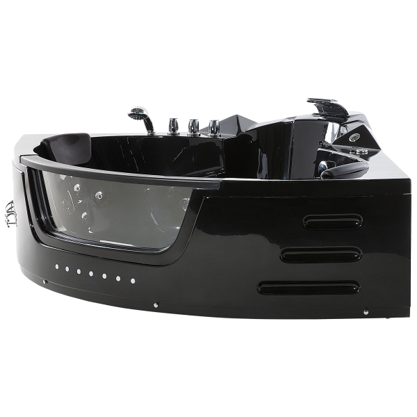 Wanna narożna LED hydromasaż akryl czarna, 9948360