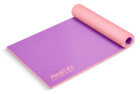 Mata do ćwiczeń jogi fitness dwustronna róż-fiolet Neo-Sport
