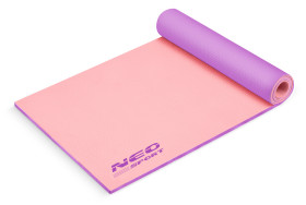 Mata do ćwiczeń jogi fitness dwustronna róż-fiolet Neo-Sport