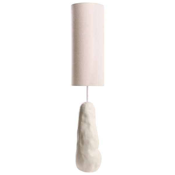 Lampa podłogowa ceramicza z abażurem jasnobeżowa, 9952820