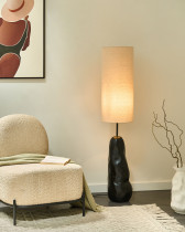 Lampa podłogowa ceramicza z abażurem czarna