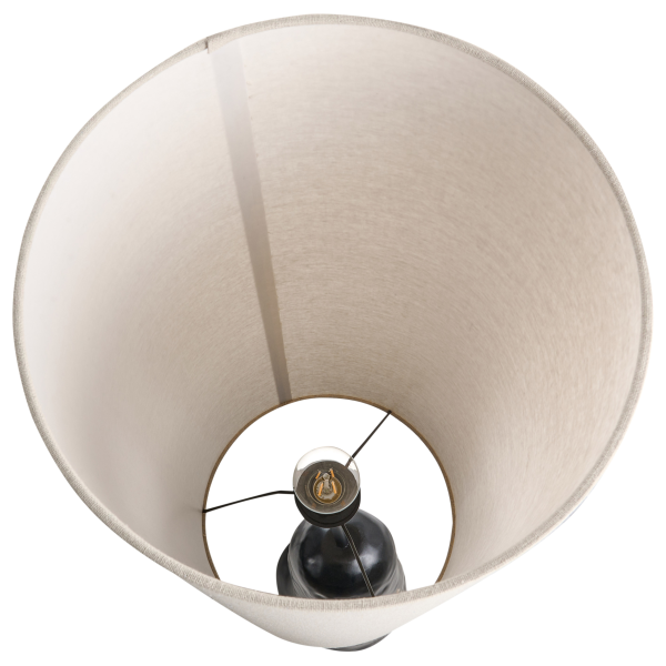 Lampa podłogowa ceramicza z abażurem czarna, 9952839