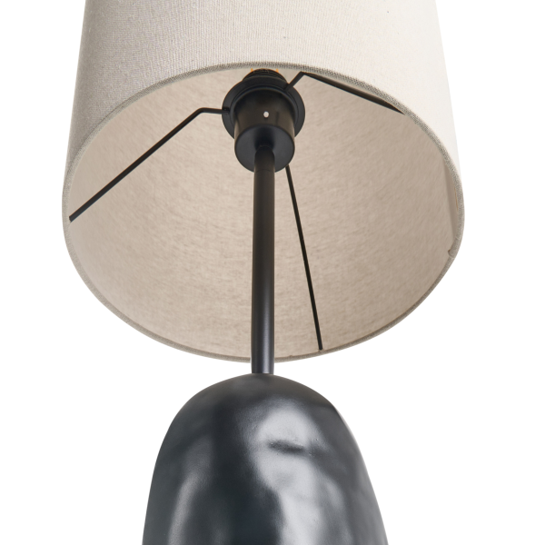 Lampa podłogowa ceramicza z abażurem czarna, 9952840