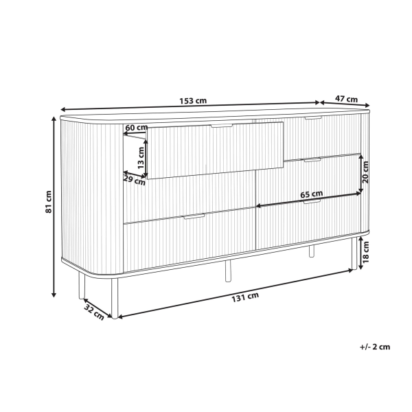 Komoda z 6 szufladami MDF metalowe nogi salon sypialnia czarna, 9954455