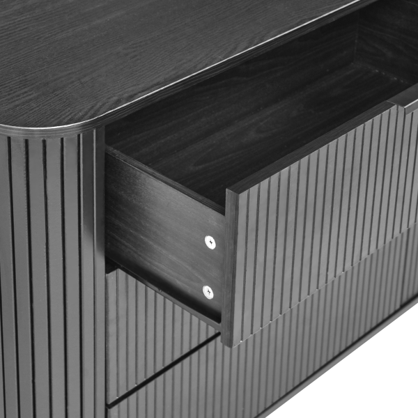 Komoda z 6 szufladami MDF metalowe nogi salon sypialnia czarna, 9954459