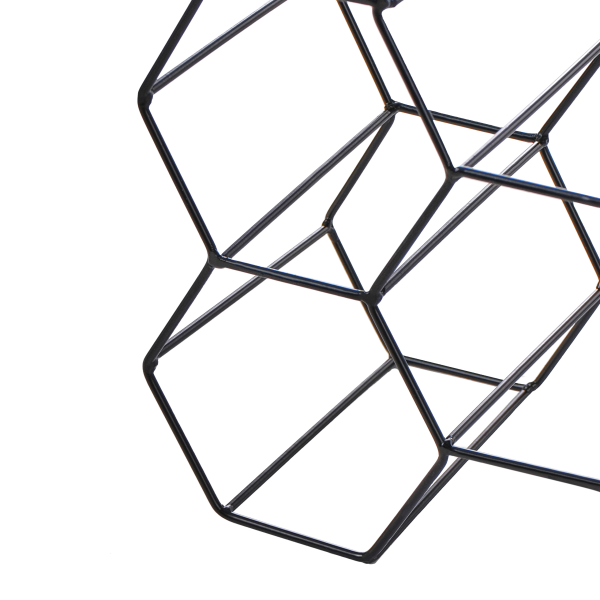 Stojak na wino nowoczesny żelazny o geometrycznym designie czarny, 9954696