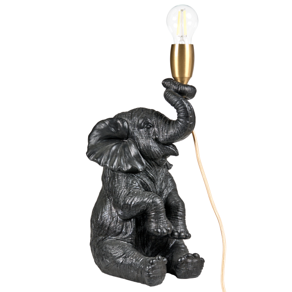 Lampa stołowa w kształcie słonia żywica syntetyczna czarna, 9954811