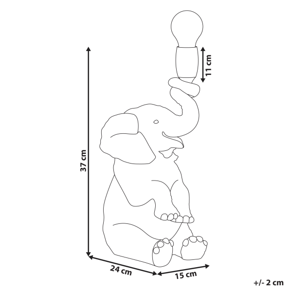 Lampa stołowa w kształcie słonia żywica syntetyczna czarna, 9954813