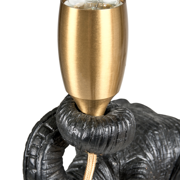 Lampa stołowa w kształcie słonia żywica syntetyczna czarna, 9954816