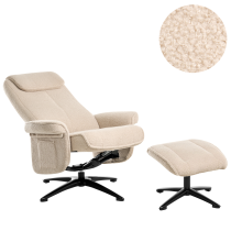 Fotel relaksacyjny podnóżek materiał boucle beżowy