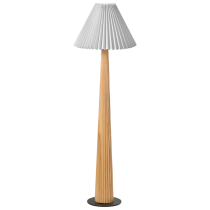 Lampa stojąca drewno kauczukowe klosz z tkaniny naturalna