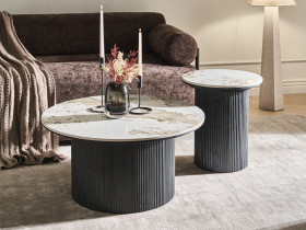 Stolik kawowy z ceramicznym blatem płyta MDF czarny