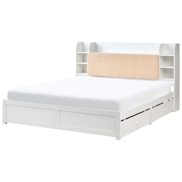 Rama łóżka z 4 szufladami i półkami 180x200 białe, 9960721