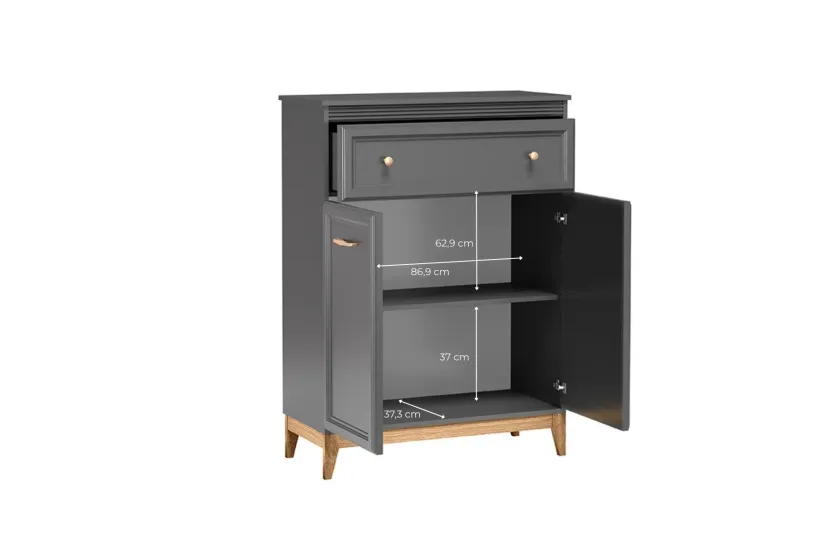 Komoda NORA TA-4 1 szuflada 2 szafki LED szary diamentowy 92x40,5x125,5 cm, 9969952