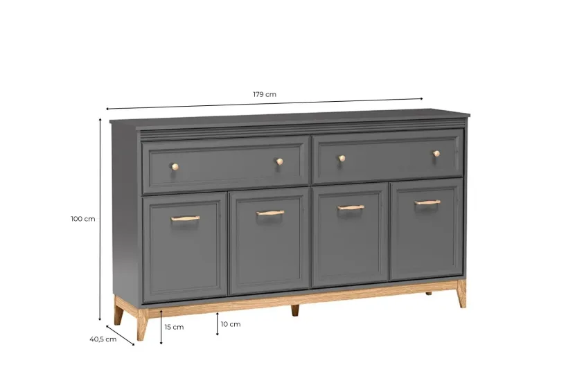 Komoda NORA TA-2 2 szuflady 4 szafki LED szary diamentowy 179x40,5x100 cm, 9969959
