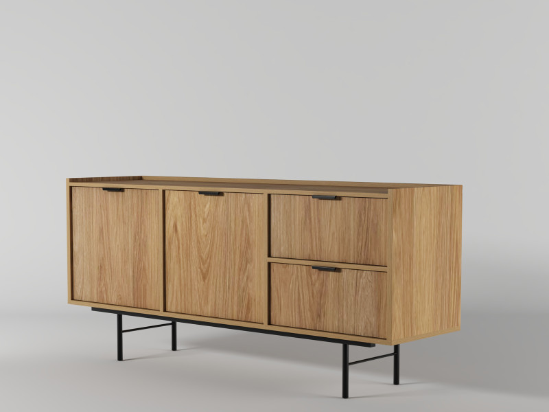 Komoda 150 cm do salonu dwudrzwiowa ELVIO hikora naturalna, 9999705