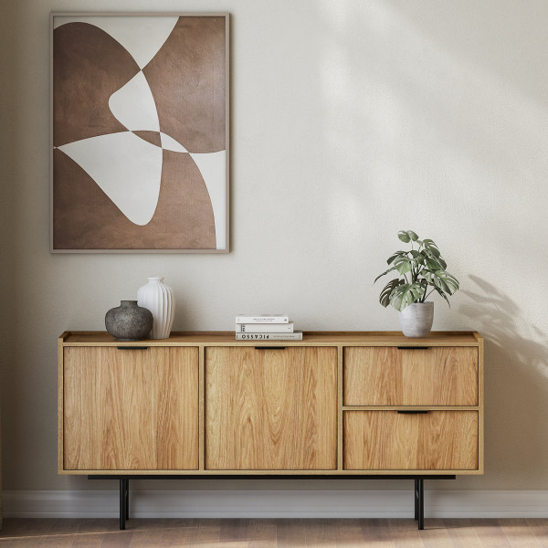 Komoda 150 cm do salonu dwudrzwiowa ELVIO hikora naturalna, 9999706