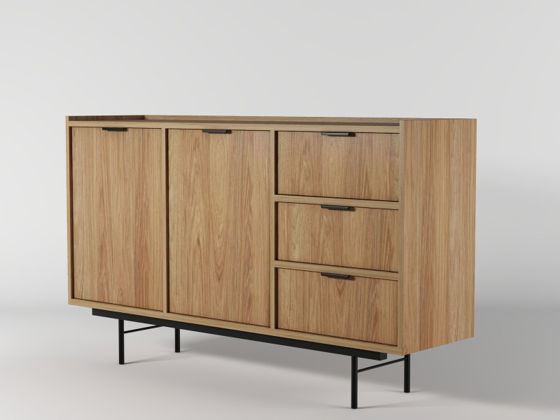 Komoda 150 cm z szufladami ELVIO hikora naturalna, 9999717