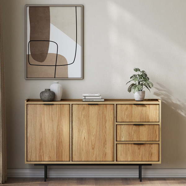 Komoda 150 cm z szufladami ELVIO hikora naturalna, 9999718