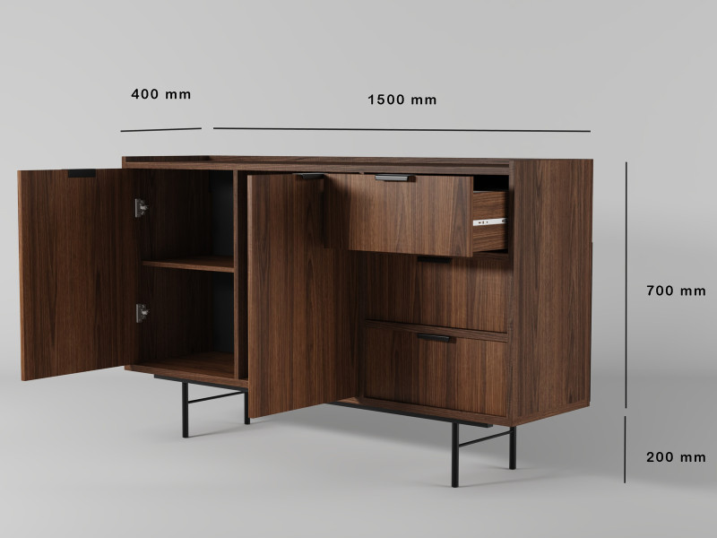 Komoda 150 cm z szufladami ELVIO orzech warmia, 9999724