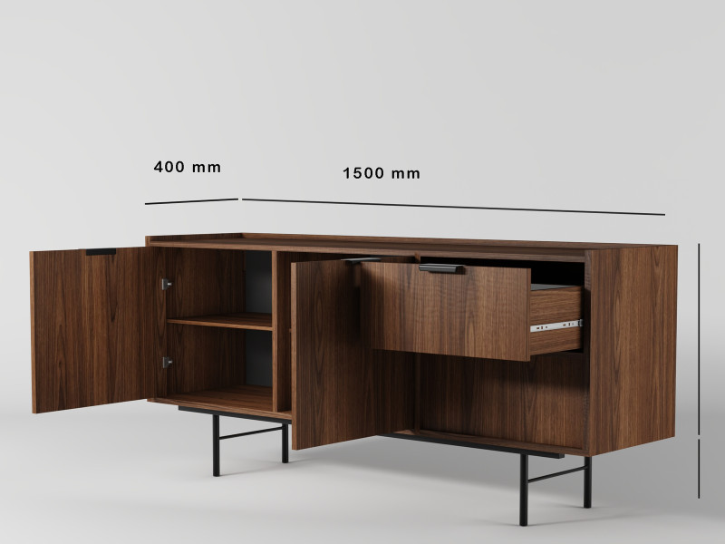 Komoda 150 cm do salonu dwudrzwiowa ELVIO orzech warmia, 9999730