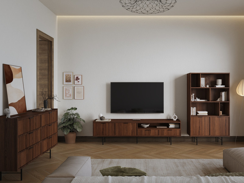 Komoda 150 cm do salonu dwudrzwiowa ELVIO orzech warmia, 9999731