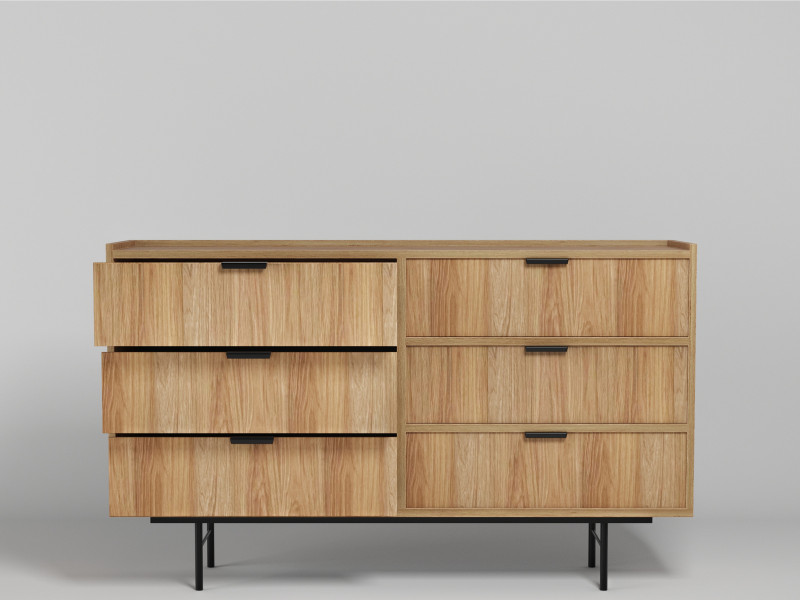 Komoda 150 cm ELVIO z szufladami hikora naturalna, 9999734