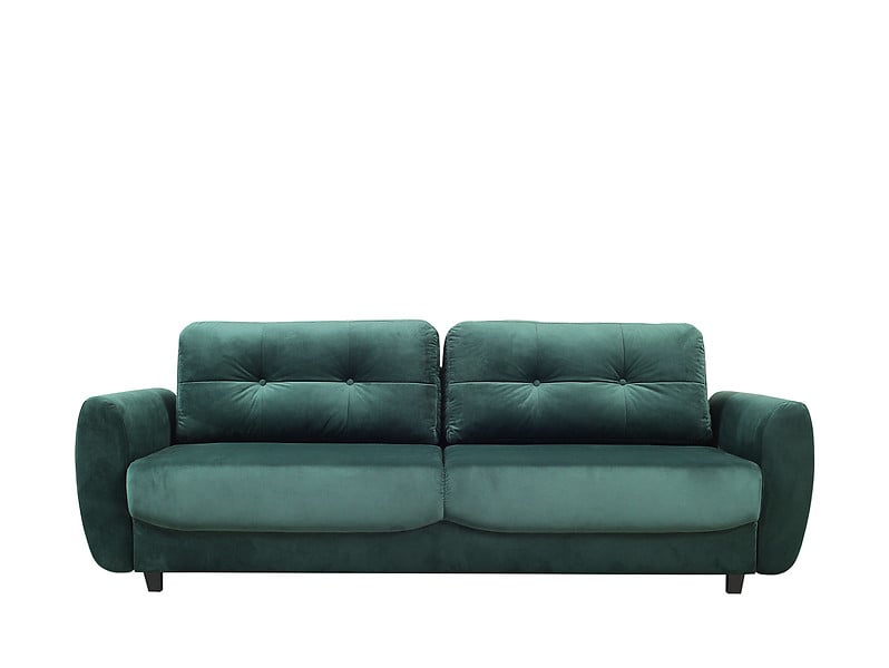 Produkt: sofa trzyosobowa Hampton rozkładana z pojemnikiem welurowa zielona